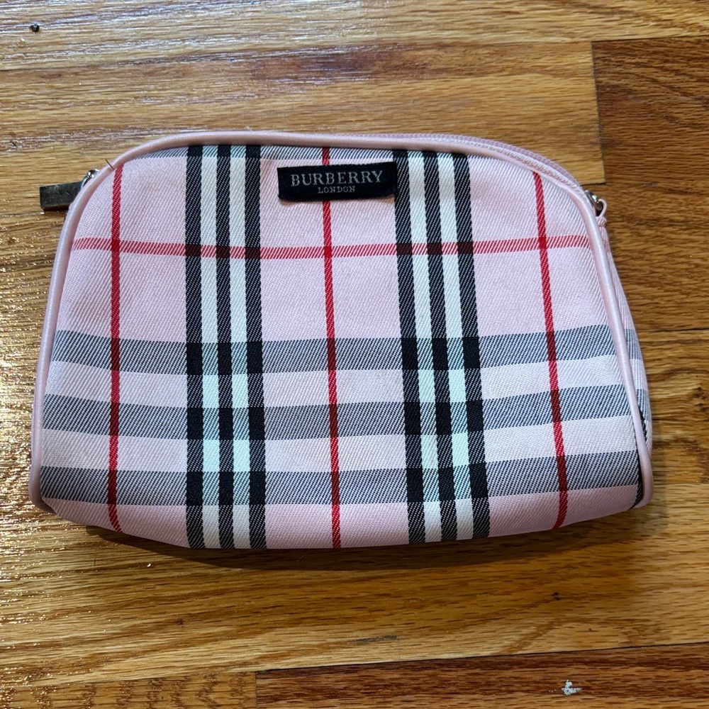 Burberry Pink and Black Plaid Pouch